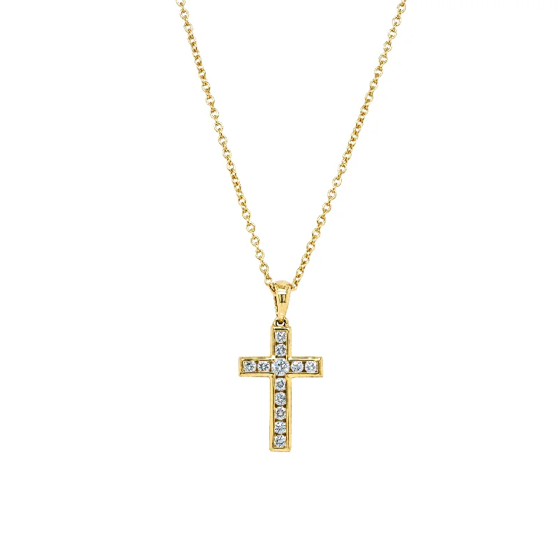 ruby pendant necklaces for women-18ct Yellow Gold .26ct Diamond Cross Pendant