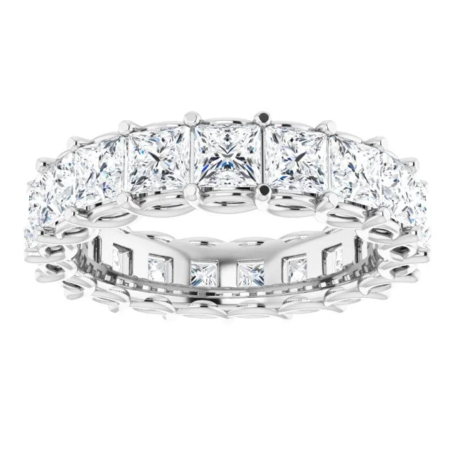 luxurious wedding rings for women-3.78 ct. Princess Diamond Double Trellis Eternity Band