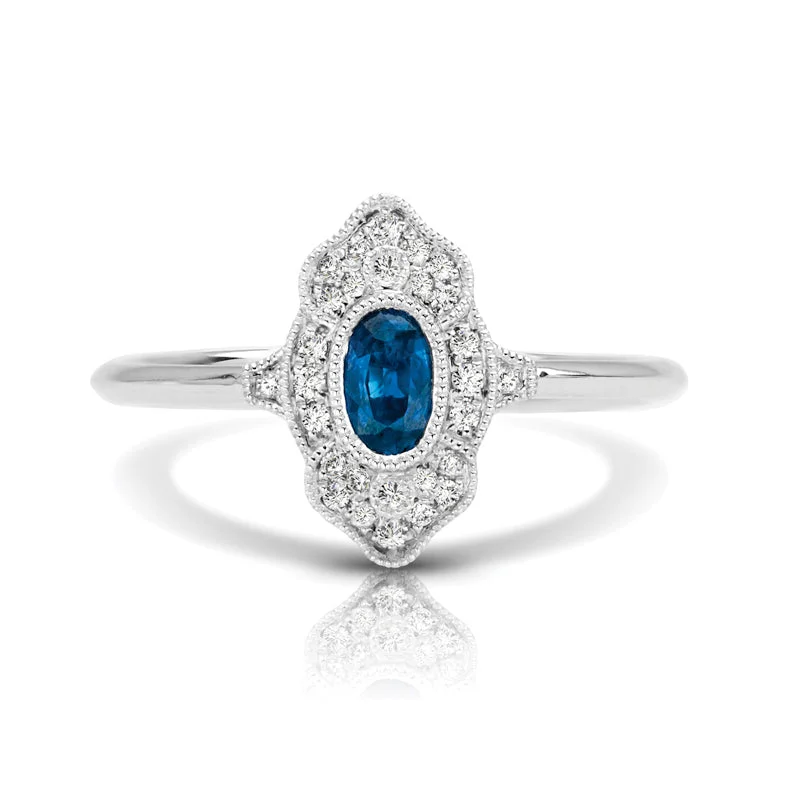 fashionable rings for women-Vintage Inspired 0.35 ct. Natural Blue Sapphire Ring