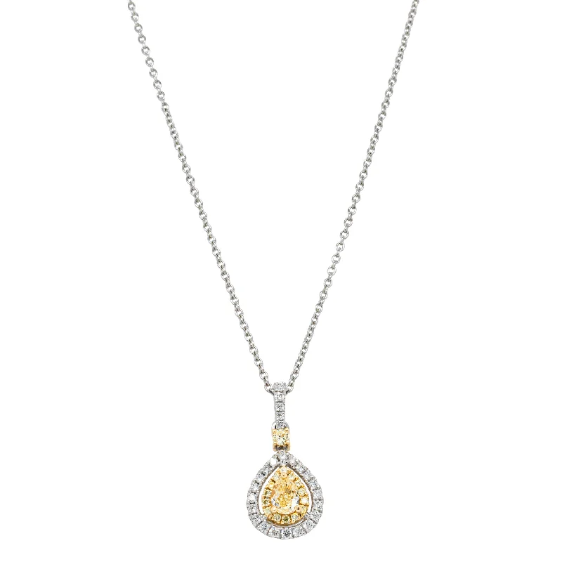 classic gold necklaces for women-18ct White & Yellow Gold .33ct Yellow Diamond Pendant