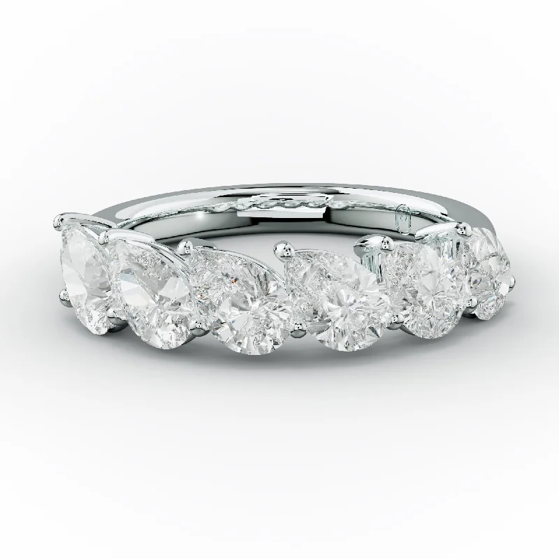 boho rings for women-2.0 Carat Slanted Pear Diamond Anniversary Band