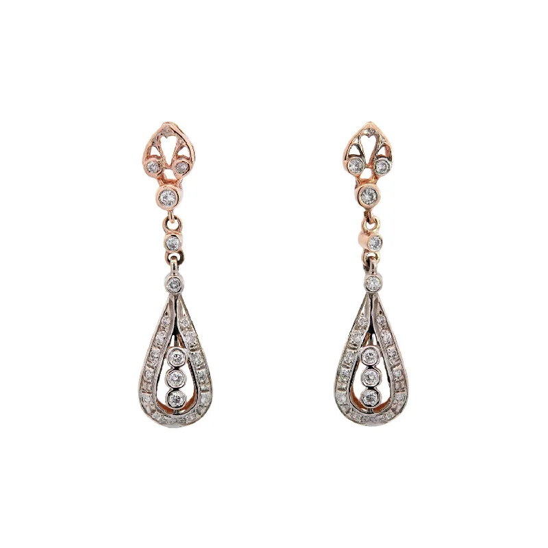 modern earrings for women-Estate 14k Diamond Dangle Earrings .90ctw