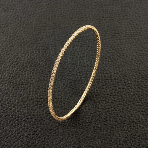 minimal gold bangles for women-Slip-on Diamond Bangle Bracelet in Yellow Gold