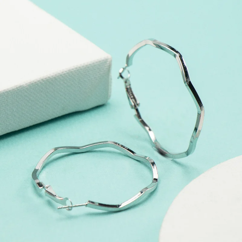 sparkling earrings for women-Nipura Silver Grace Hoops