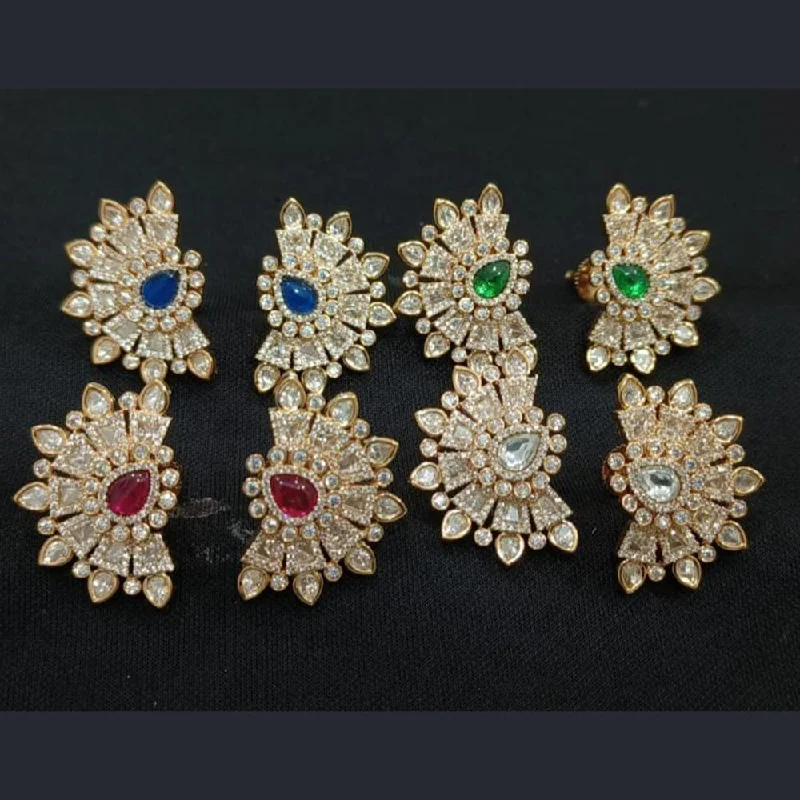 oversized earrings for women-JewelTreeTz Uncut Polki Kundan Stud Earrings( 1 Piece Only)