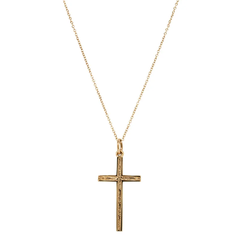 gold-plated necklaces for women-Vintage 9ct Yellow Gold Cross Pendant