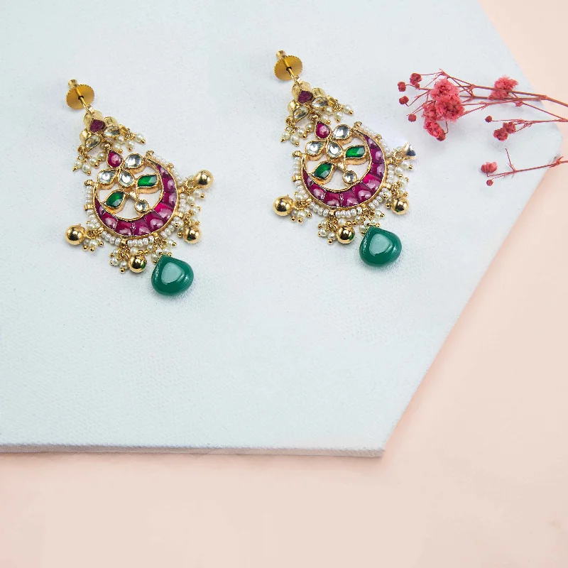 floral earrings for women-Nipura Kundan Chandratara Dangler Earrings