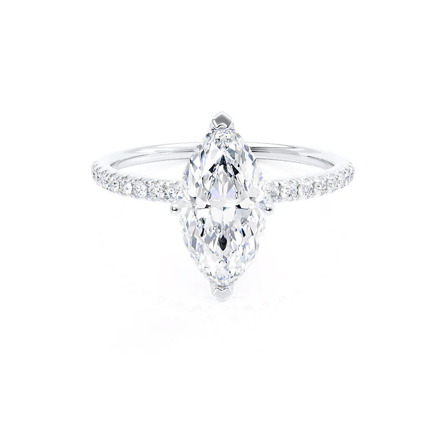 sparkling engagement rings for women-MACY - Marquise Lab Diamond 950 Platinum Gold Petite Solitaire