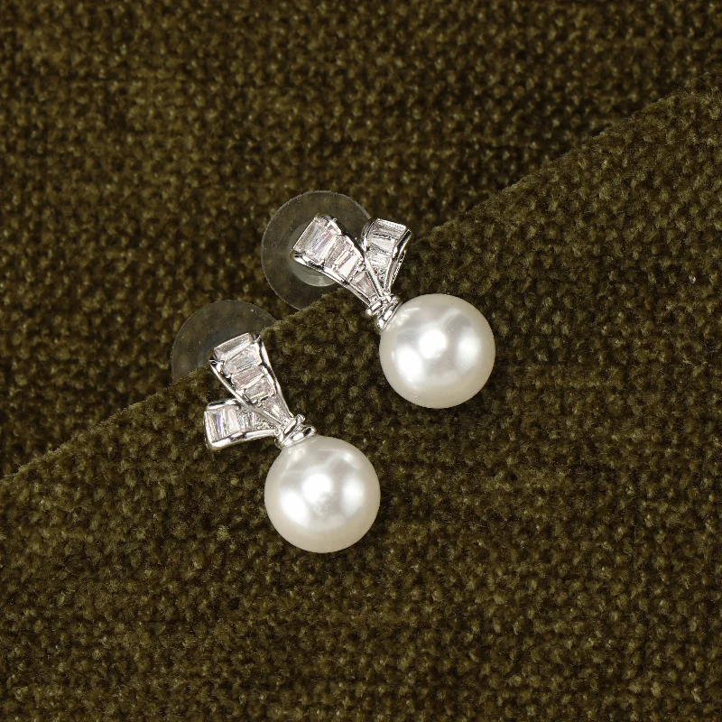 high-quality stud earrings for women-Nipura Shimmering Pearl Bow Earrings