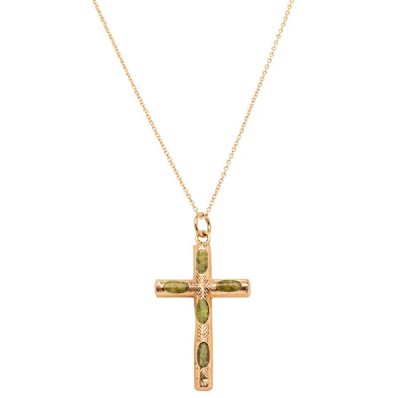 modern necklaces for women-Vintage 9ct Yellow Gold Agate Cross Pendant