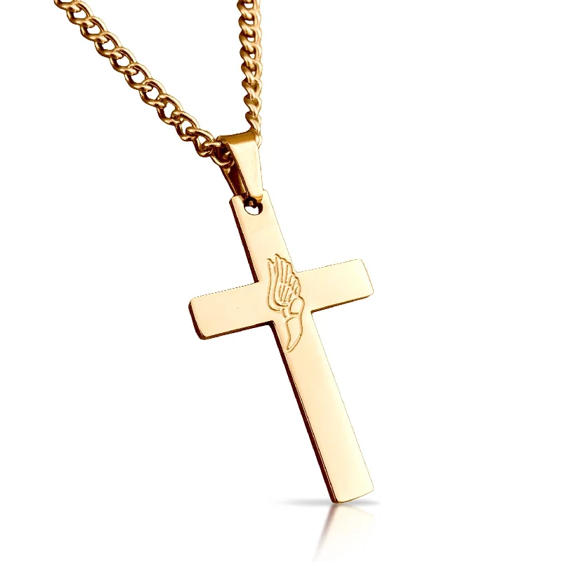 colorful necklaces for women-Track & Field Cross Pendant With Chain Necklace - 14K Gold Plated Stainless Steel