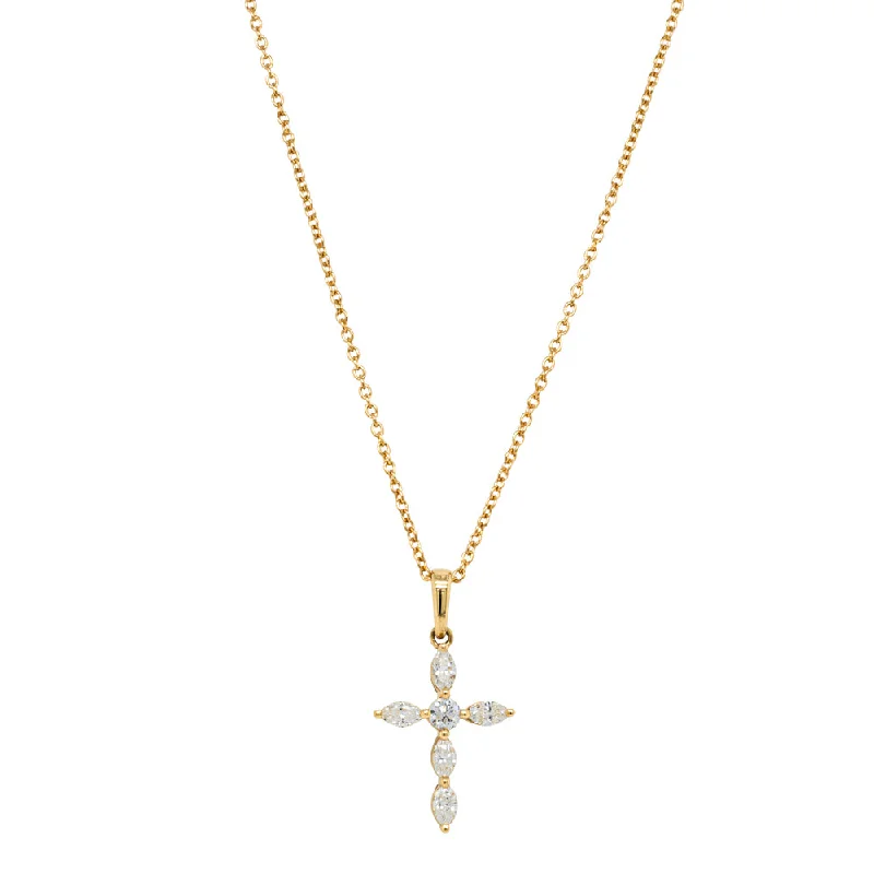 simple gold necklaces for women-18ct Yellow Gold .48ct Diamond Cross Pendant