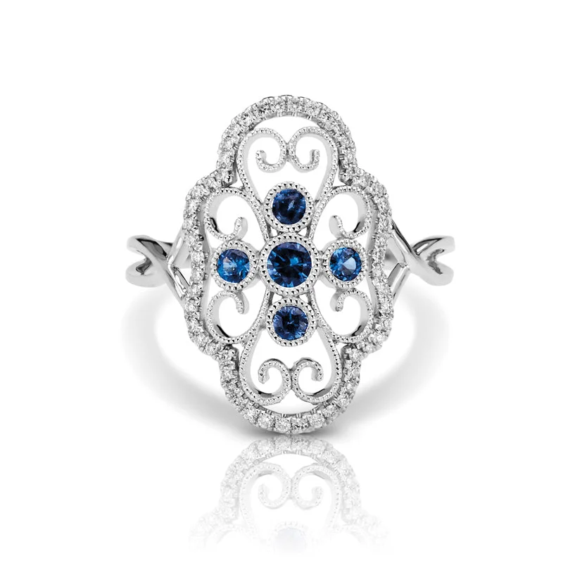 luxurious engagement rings with diamonds for women-Vintage Inspired 0.20 ct. Natural Blue Sapphire Ring