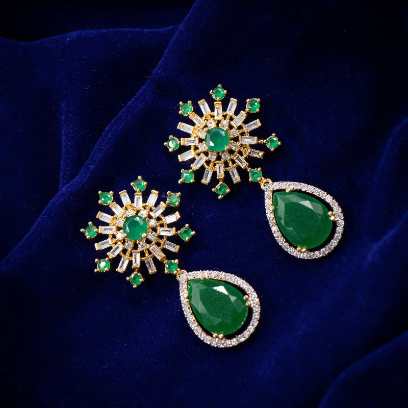 chic earrings for women-Nipura Emerald Vega Danglers