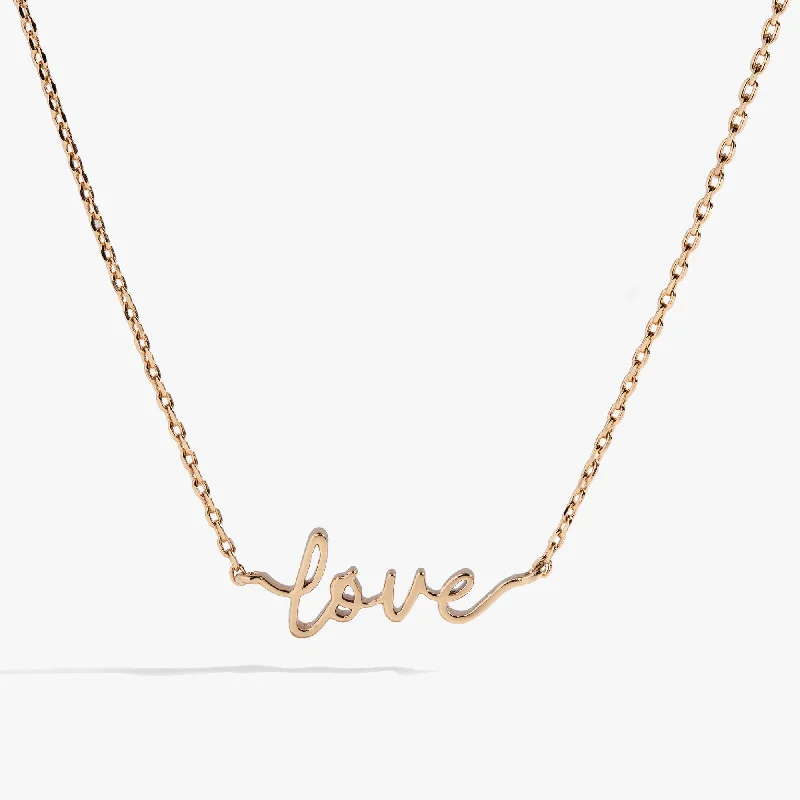 hand-crafted necklaces for women-Love Script Chain Necklace