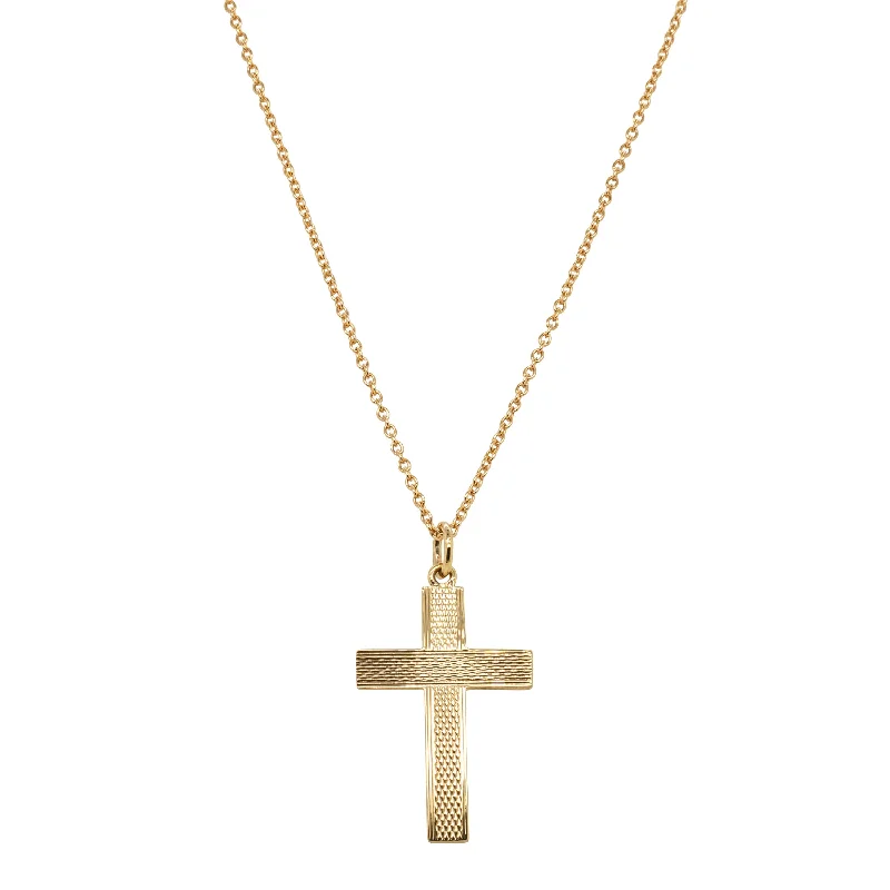 layered chain necklaces for women-Deja Vu 9ct Yellow Gold Cross Pendant With Chain