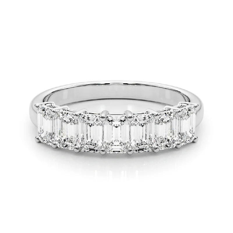 eternity rings with diamonds for women-Seven Stone 2.0 ct. Emerald Cut Diamond Wedding Ring