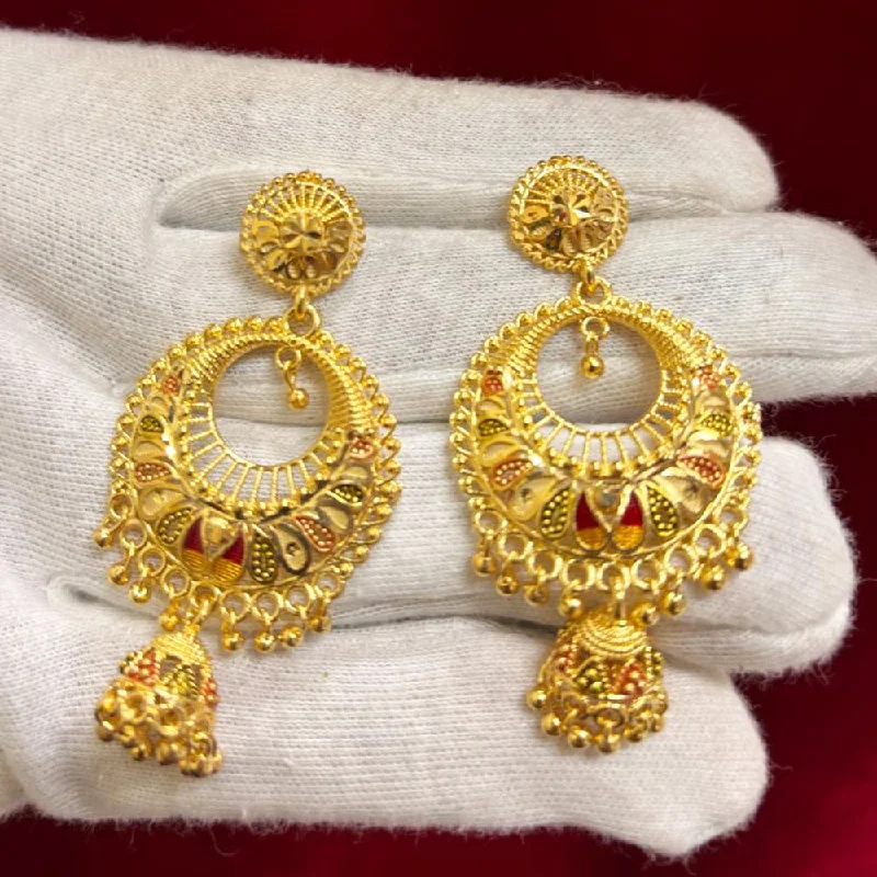 elegant earrings for women-Pari Art Jewellery Forming Gold Dangler Earrings