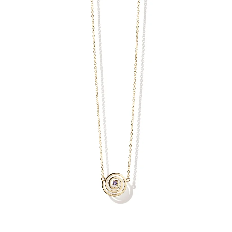 bold necklaces for women-Meadowlark Amethyst Spiral Necklace - Gold Plated