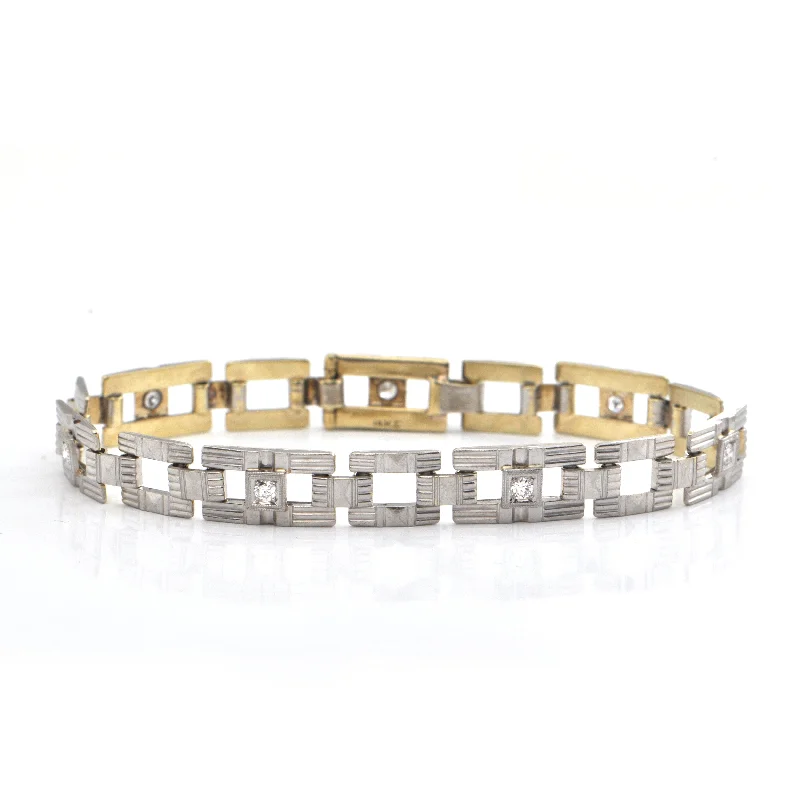 statement bracelets for women-Art Deco 0.35CT Diamond and 14K White and Yellow Gold Bracelet