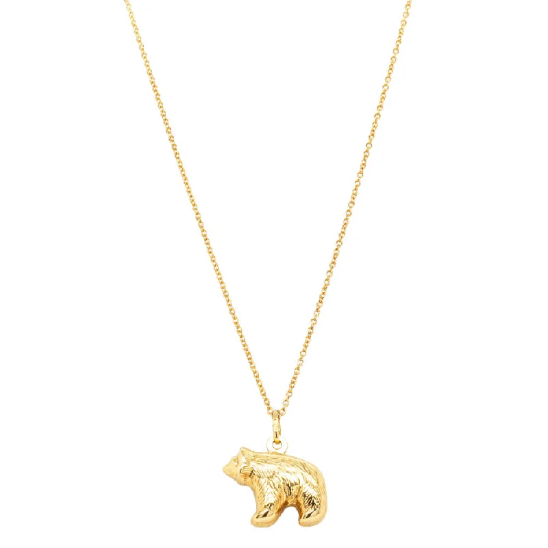 luxury diamond necklaces for women-Deja Vu 18ct Yellow Gold Hollow Polar Bear Necklace