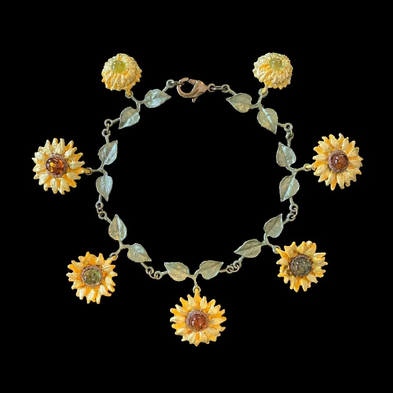 trendy bangles with gemstones for women-Van Gogh Sunflower Bracelet