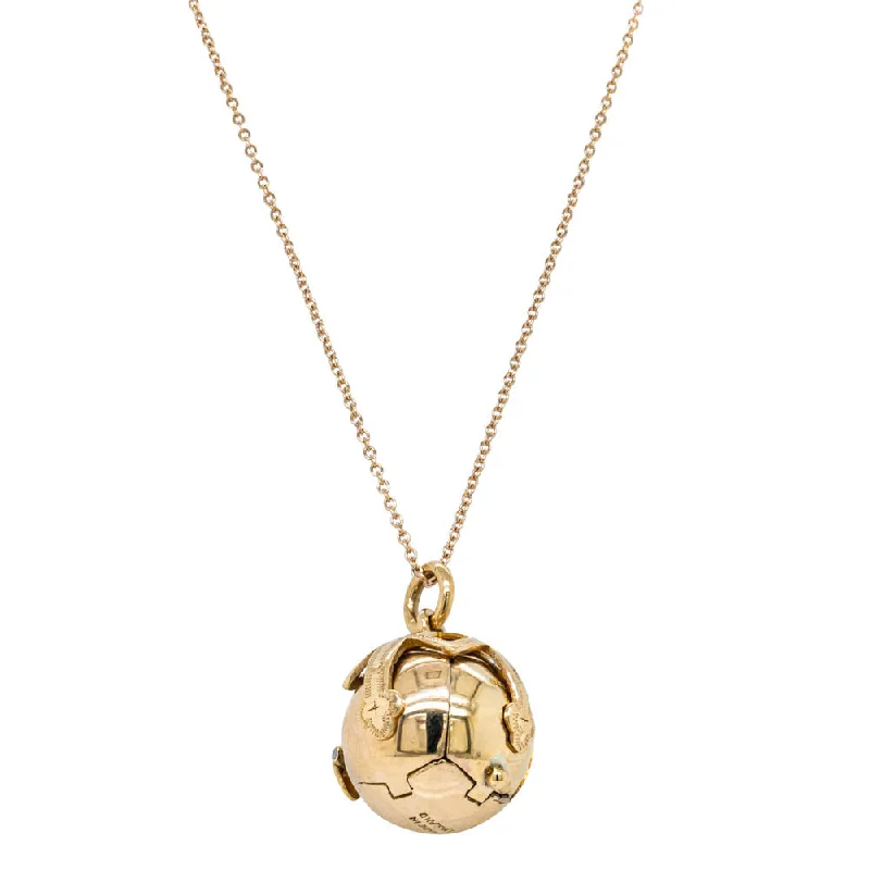 vintage-inspired necklaces for women-Vintage 9ct Yellow Gold Masonic Ball Pendant