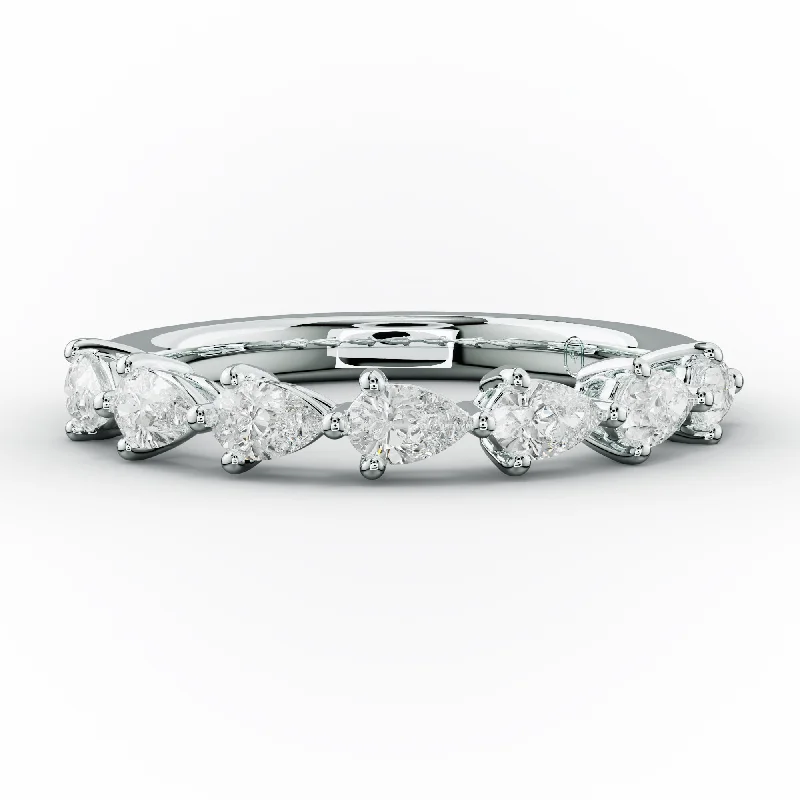 simple rings for women-1.0 Carat East West Pear Shape Diamond Anniversary Band