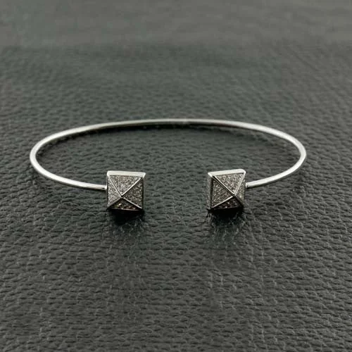 silver bangles for women-Diamond Pyramid Bracelet