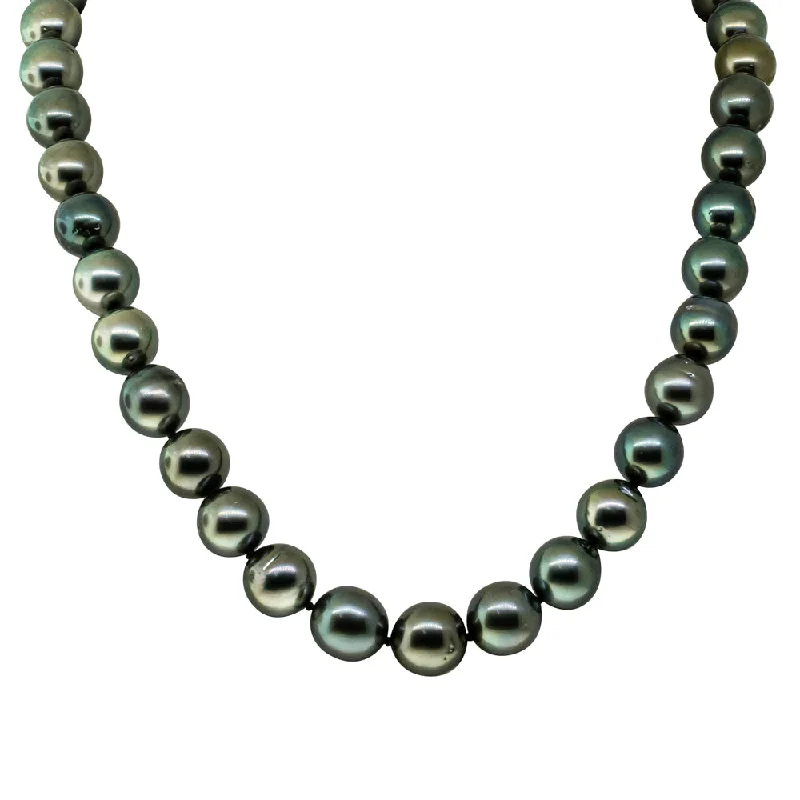 hand-beaded necklaces for women-18ct White Gold Cultured Black Pearl Necklace