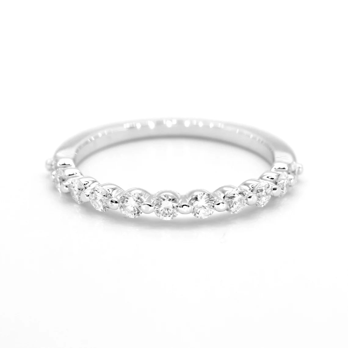 geometric rings for women-0.40 ct. Round Diamond Wedding Band, Delicate Floating Design Diamond Ring