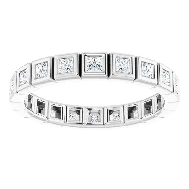 sterling silver rings for women-0.34 ct. Bezel Set Princess Diamond Eternity Band