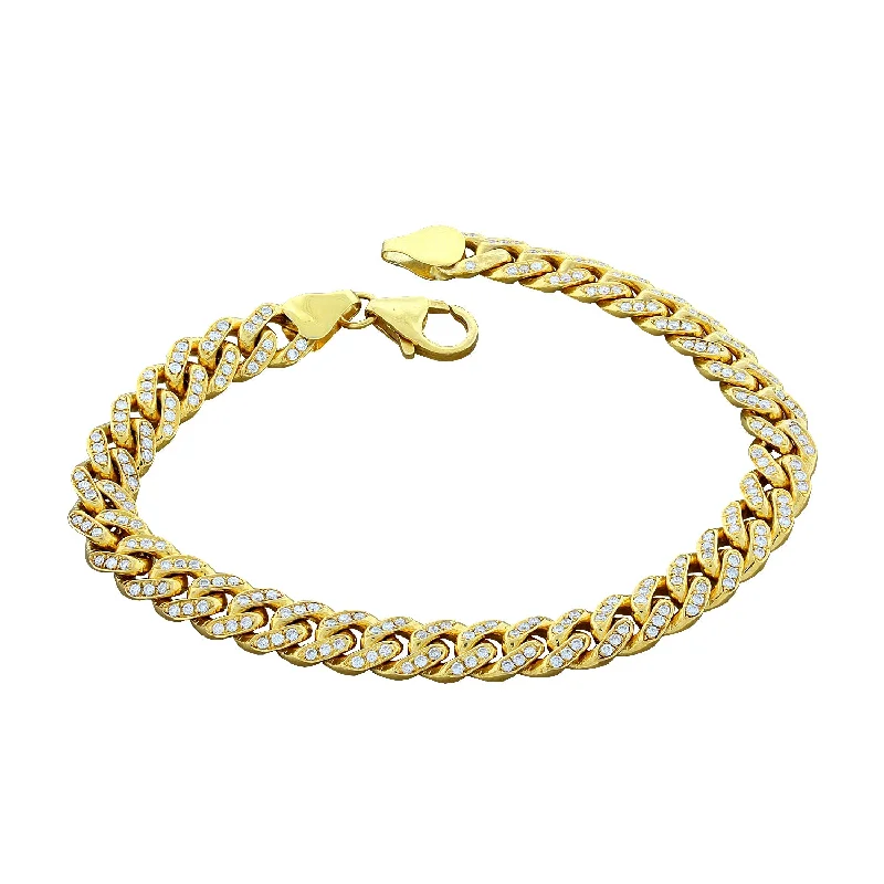 colorful charm bangles for women-Cuban Link Diamond Gold Bracelet