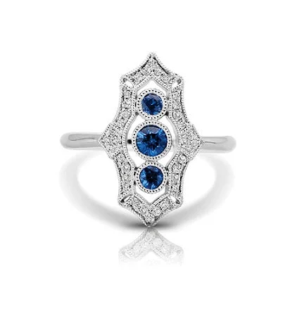 fashion rings with gemstones for women-Vintage Inspired 0.40 ct. Natural Blue Sapphire Ring