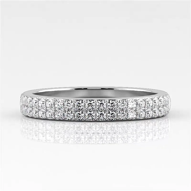 adjustable rings for women-0.42 ct. Round Diamond Double Row Wedding Band