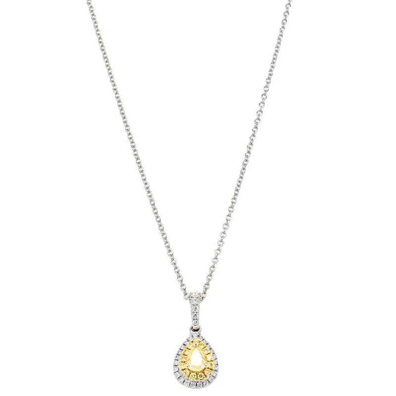 nature-inspired necklaces for women-18ct White & Yellow Gold .29ct Yellow Diamond Pendant