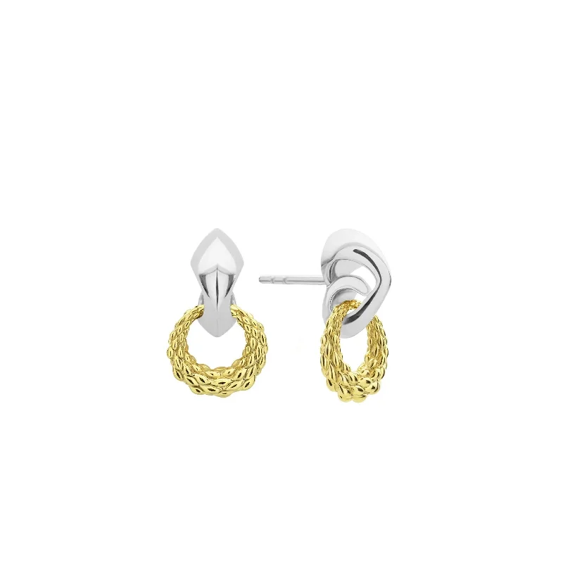 matching earrings and necklace sets-Quest Drop Earring - Two Tone Gold + Silver