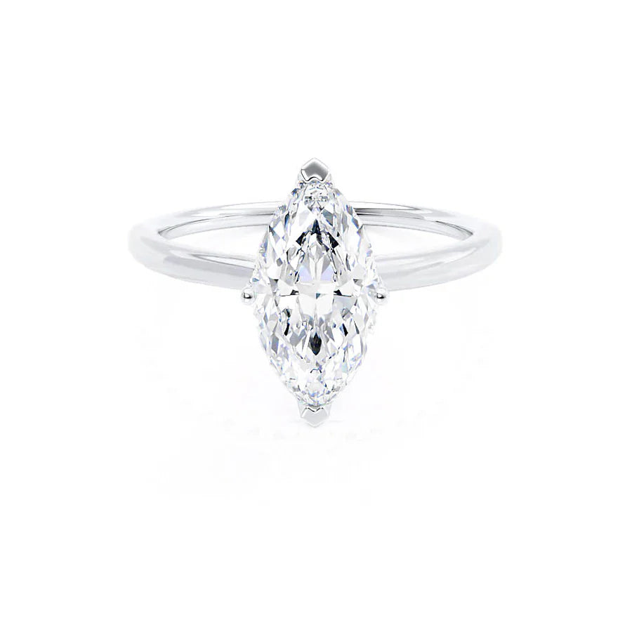 modern gold engagement rings for women-LULU - Marquise Lab Diamond 950 Platinum Petite Solitaire