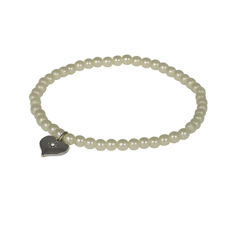 modern bracelets for women-Tiny pearl bracelet cream