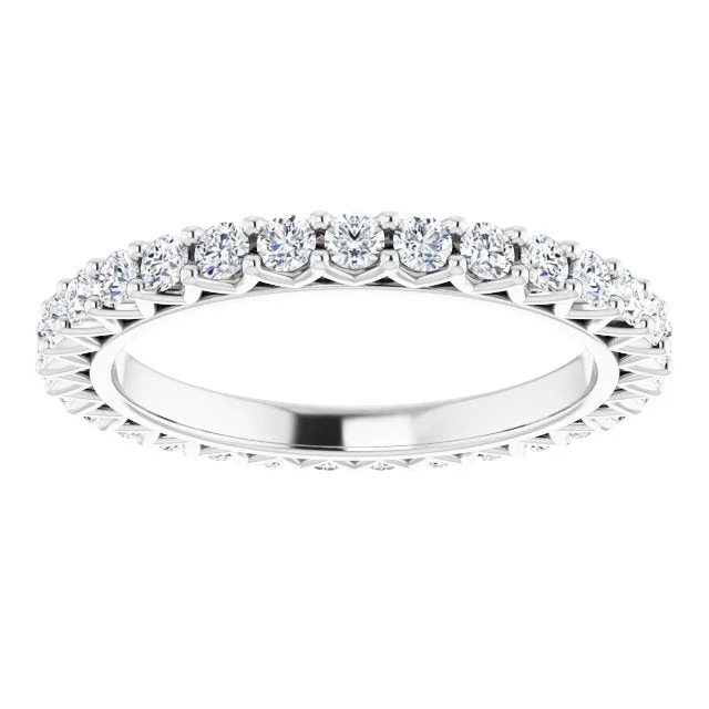 silver engagement rings for women-0.93 ct. Shared Prong Round Diamond Eternity Band