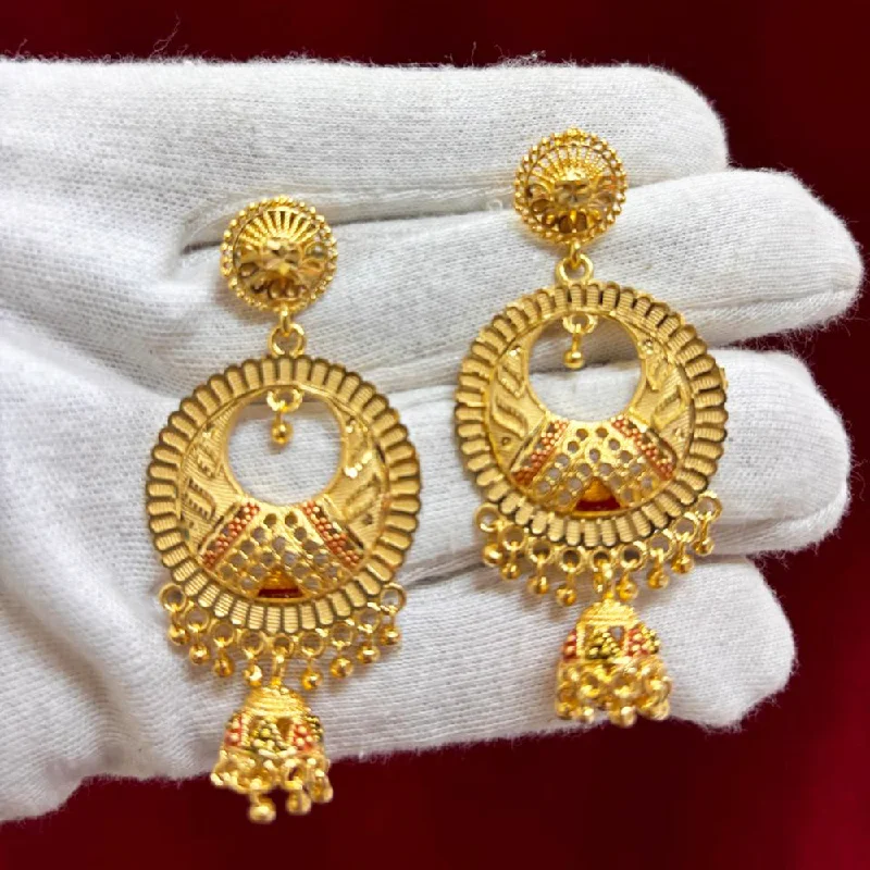 chandelier earrings for women-Pari Art Jewellery Forming Gold Dangler Earrings