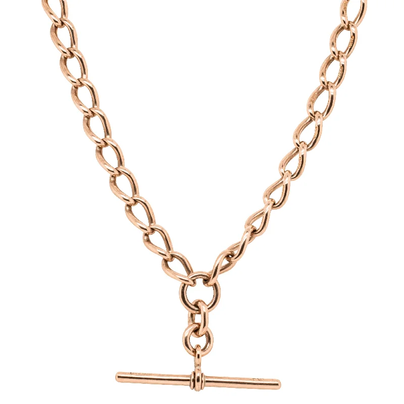 modern necklaces for women-Vintage 9ct Rose Gold Curb Link Fob Chain