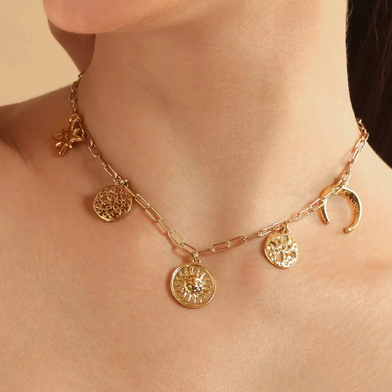 fashion necklaces for women-TFC Multi Charms Gold Plated Necklace