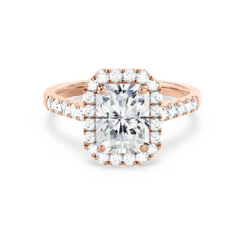 personalized diamond engagement rings for women-ESME - Radiant Lab Diamond 18k Rose Gold Halo