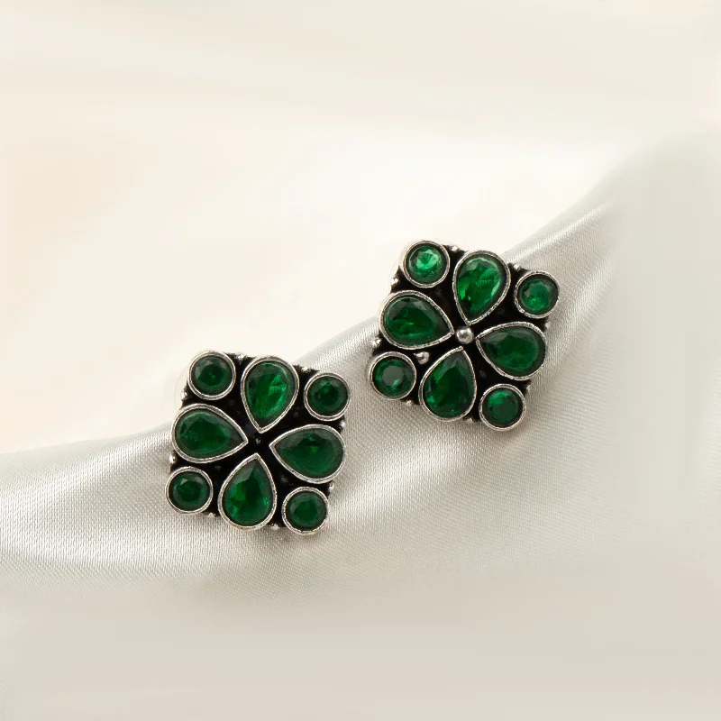 diamond dangle earrings for women-Nipura Green Mrinali Stud Earrings