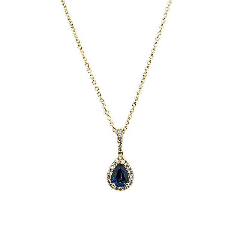 gold necklaces for women-18ct Yellow Gold 1.01ct Sapphire & Diamond Mini Sierra Pendant