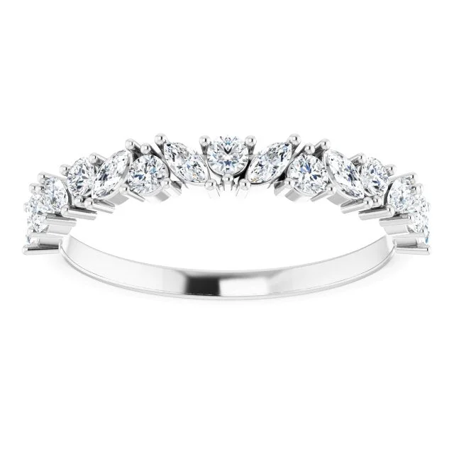 artistic rings for women-0.50 ct. Prong Set Marquise And Round Diamond Wedding Band