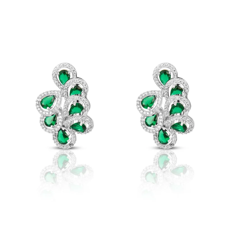 designer earrings for women-Nipura Green Pekham Diva Statement Earrings