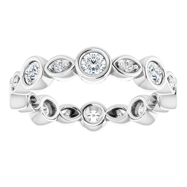 diamond engagement rings for women-1.00 ct. Round Diamond Eternity Band Bezel Set Ring