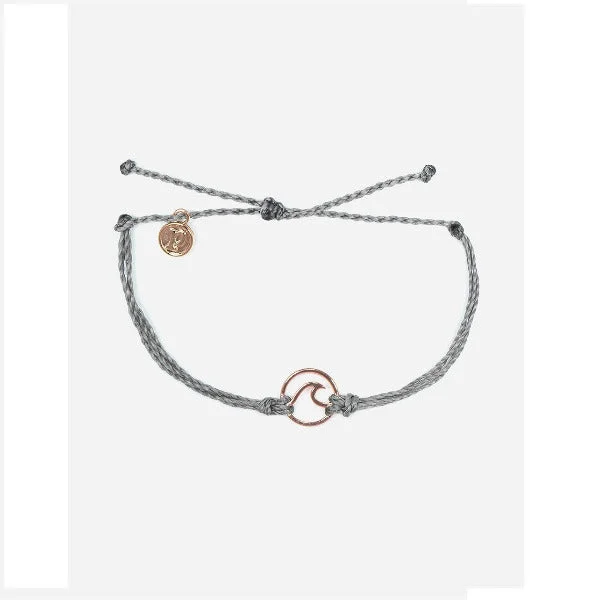 gold charm bracelets for women-Pura Vida Wave Gray & Rose Gold Bracelet